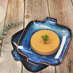 Ceramics Au Gratin baking Dishes Set of 4, Baking Tray Bake ware, 10.2 oz Ramekins, for Pie Pan, Appetizer, Tart, Dessert, Quiche, Oven Small dish, individual dishes, Square 7.8 Inch