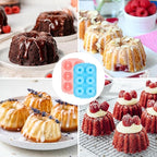 Mini Fluted Tube Cake Pans for Baking with Metal Reinforced Frame, 2Pcs Silicone 6-Cavity Mini Flan Molds, Nonstick Baking Mold for Cupcake, Brownie, Donuts, Cornbread, Jello