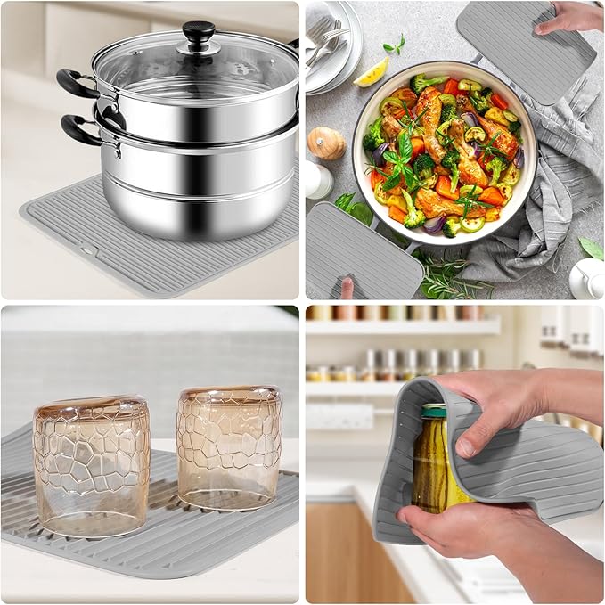 Silicone Trivet Mat Extra Large Heat Resistant Non-Slip Pot Holder Multi Purpose Kitchen Hot Pad for Hot Dish Mat Utensil Drying Rack 14.2"×11 "