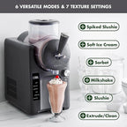 GreenPan Frost Ice Cream Machine & Frozen Drink Maker, Soft Serve, Slushie, Milkshakes & Cocktails, No Freezer Needed, 15-in-1, 7 Textures, Quiet & Rapid, Easy Clean, Family Size, Licorice Gray