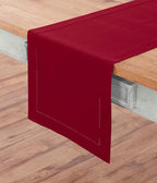 Solino Home Cotton Linen Red Table Runner 108 Inches Long - Hemstitch 14 x 108 Inch Table Runner for Summer, Fall, Autumn, Halloween
