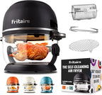 Non Toxic Air Fryer™ - Glass AirFryer 5 Quart w/ 360 Visibility, Self-Cleaning, 400F Vortex Air Fryer for Even Cooking, BPA-Free Teflon Free, 6-in-1 Functions, Rotisserie, Roast, Bake, Black