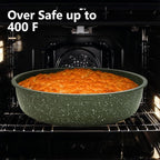 10 Pcs Pots and Pans Set Non Stick, Nonstick Kitchen Cookware Sets Detachable Handle, Induction Pots and Pans Set with Removable Handle, RV Cookware for Camping, Oven Safe, PFOS, PFOA Free, Green