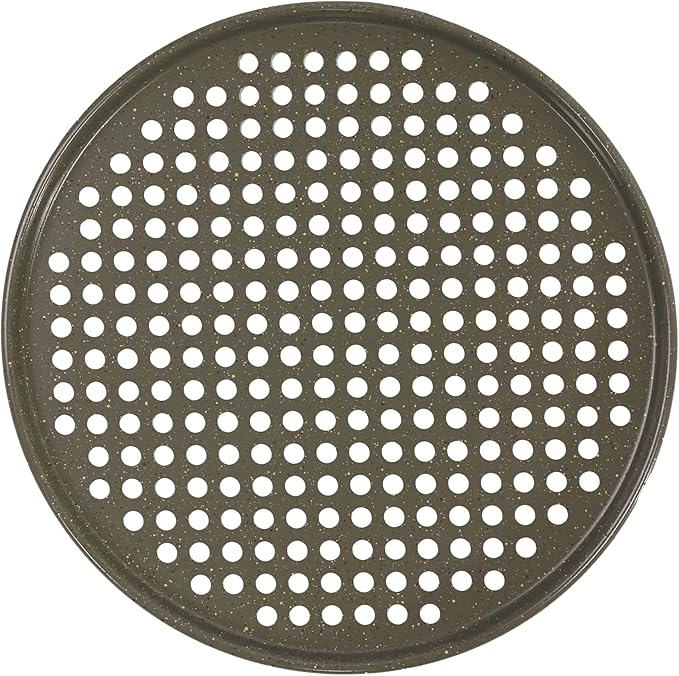 casaWare 2pc 12-inch Ultimate Pizza Pan Set, Nonstick, Ceramic Coated, (1) Solid, (1) Perforated (Silver Granite)