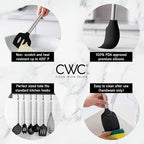 COOK WITH COLOR Silicone Cooking Utensils, Kitchen Utensil Set, Easy to Clean Silicone Kitchen Utensils, Cooking Utensils for Nonstick Cookware, Kitchen Gadgets Set, 10 Pieces, Black