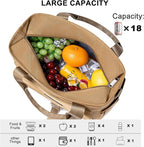 Weitars Insulated Lunch Bag for Men Women,Leak Proof Lunch Box for Work,Extra Large Lunch Tote Bag With Removable Shoulder Strap with Side Pockets,Reusable Lunch Bag For Picnic Hiking (Kakhi)