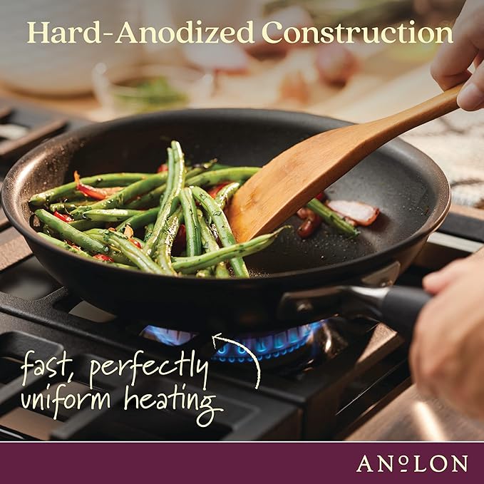 Anolon Advanced Home Hard Anodized Nonstick Skillet, 10.25 Inch – 10 Inch Fry Pan, Non Stick Saute Pan, Durable Cooking Skillet - Onyx
