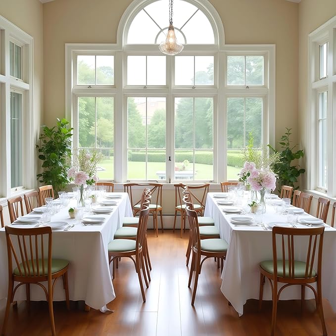 Fitable 8 Pack Rectangle Tablecloths: Stain Resistant Wrinkle Free Circle Table Clothes, Washable Reusable Polyester Table Covers for Wedding Party Birthday Banquet Reception(White, 90x132 Inch)