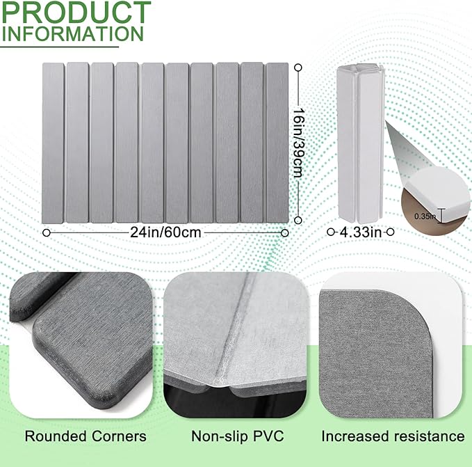 JINGYAN Large Stone Dish Drying Mat for Kitchen Counter, Foldable Diatomaceous Earth Absorbent Mat, Quick Dry Collapsible Drying Pad for Dishes & Utensils, Kitchen Sink Mat, 24x16 Inch - White