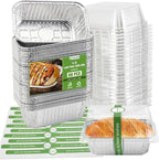 Ruckae 1lb Aluminum Mini Loaf Pans with Lids Silver Disposable Foil Mini Loaf Baking Pans Small Bread Tins for Party,Picnics,Gifts- 6" X 3.5" X 1.8" (60pcs+lids+stickers)