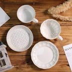 12 OZ Latte Cup with Saucer, Cappuccino Cup Vintage Cafe Art Cups for Espresso Turkish Coffee, Farmhouse Latte Mugs Tea Cups and Saucers Porcelain Set for Christmas Thanksgiving Day Gift