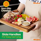 Riveira Teak Wood Cutting Board – Gourmet Teak Grandeur: 36 x 24 Wooden Cutting Board – Natural Wooden Cutting Boards For Kitchen Decorative – Innovative Juice Grooves Teak Wooden Chopping Board