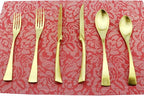 6-Piece Flatware Set,Extra Thick Heavy Duty - 18/10 Stainless Steel Cutlery Sets,High Matte Finish Gold Flatware Sets Service for 1,Multipurpose Use for Home,Kitchen,Tableware Utensil Sets