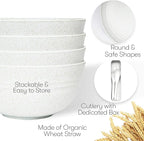 Wheat Straw Dinnerware Sets | Unbreakable Dinnerware Sets | Dishwasher Microwave Safe Dinnerware | Eco Friendly Non Breakable Dinnerware Sets | RV Outdoor Camping (White, Service for 4 (28 pcs))