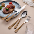 20-Piece Brown Silverware Set for 4, 18/0 Stainless Steel Flatware Cutlery Utensils Set, Include Dinner Knives,Dinner Forks,Dinner Spoons,Salad Forks,Teaspoons,Dishwasher Safe