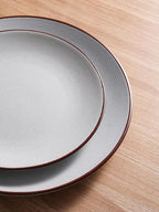 Famiware Venus Ceramic Plates and Bowls Sets, Speckled Dinnerware Dish Sets for 8 (24 Pieces) - Microwave and Dishwasher Safe, Matte Light Grey