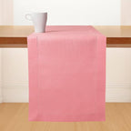 D'Moksha Homes Linen Dusty Pink Table Runner 48 Inches - Classic Hemstitch, 100% Pure Linen Coffee Table Runner 14 x 48 Inch Ideal for Dresser Tables - Summer, Fall and Halloween