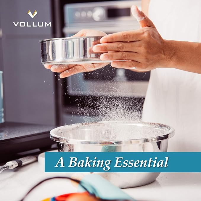 Stainless Steel Flour Sifter Fine Mesh Round Flour Sieve for Baking 14" Diameter x 2.88" High; Mesh-Hole Size 0.3mm