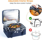 BAGSPRITE Double-Layer Slow Cooker Carrying Bag for 6-8 Quart CrockPot and Hamilton Beach Slow Cooker, Travel Bag with Lid Fastener for Crock-pot, Portable Carrier Case Slow Cooker Bag, Black