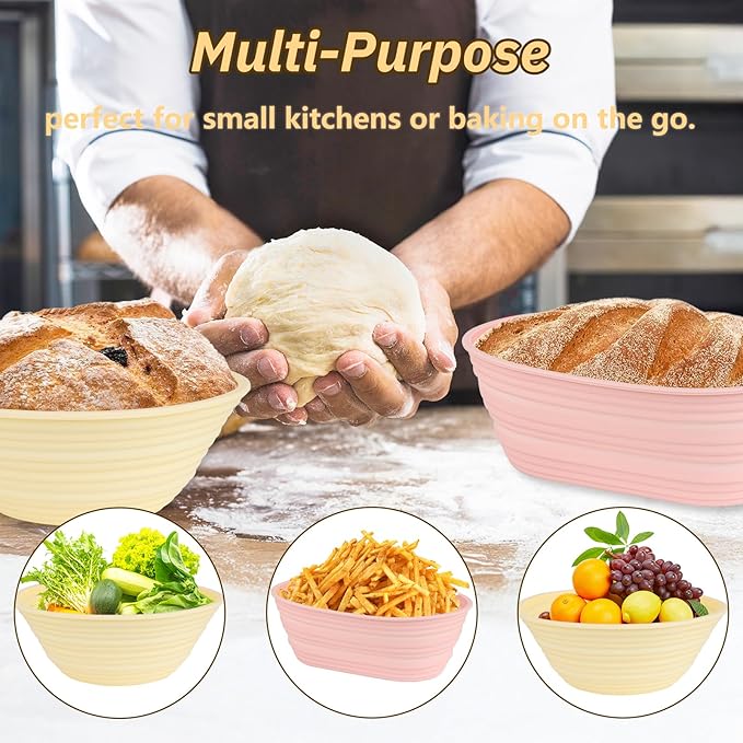 Silicone Bread Proofing Basket, Complete Set for Bread Making With Essential Tools, Easy to Clean and Store