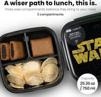 Yoobi – Star Wars X Classic Black Bento Box and Ice Pack or Kids & Tweens – 3 Compartment Lunch Box, Dishwasher & Microwave Safe – BPA & PVC Free, Leakproof