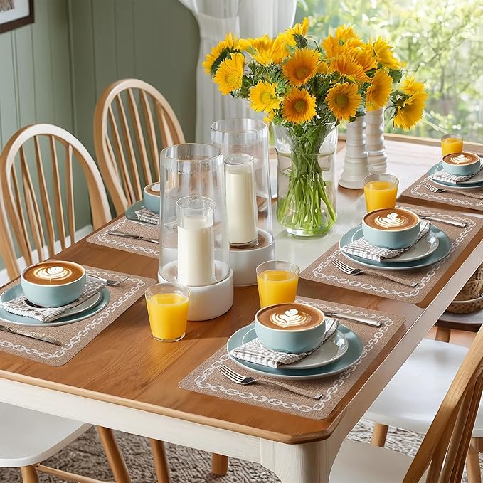 Placemats Set of 4, Heat Resistant & Waterproof Table Mats for Dining, Non Slip Scratch Proof Place Mats for Kitchen, Easy to Clean - Outdoor,Indoor Use（17x12 Inch）