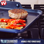 Blue Diamond 14 Piece Nonstick Cookware Set & 11" Griddle Pan, Diamond Ceramic Pots & Pans, Dishwasher & Metal Utensil Safe, Non Toxic PFAS-Free, Kitchen Cooking Sauce & Saute Pans, Oven 600F, Blue