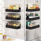 Magnetic Spice Rack for Refrigerator, Kitchen Organizer and Storage Shelf, Black (6 Pack)…