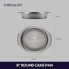 Circulon Nonstick Bakeware Round Baking Pan / Cake Pan, 9 Inch, Gray