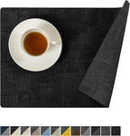 Romanstile Reversible Vinyl Placemats Set of 6, Faux Leather 100% Waterproof Oil-Proof Wipeable Place Mats, Heat Resistant Dual Sided Table Mats for Kitchen/Dining/Party (Grey Black, 12 x 17 Inch)