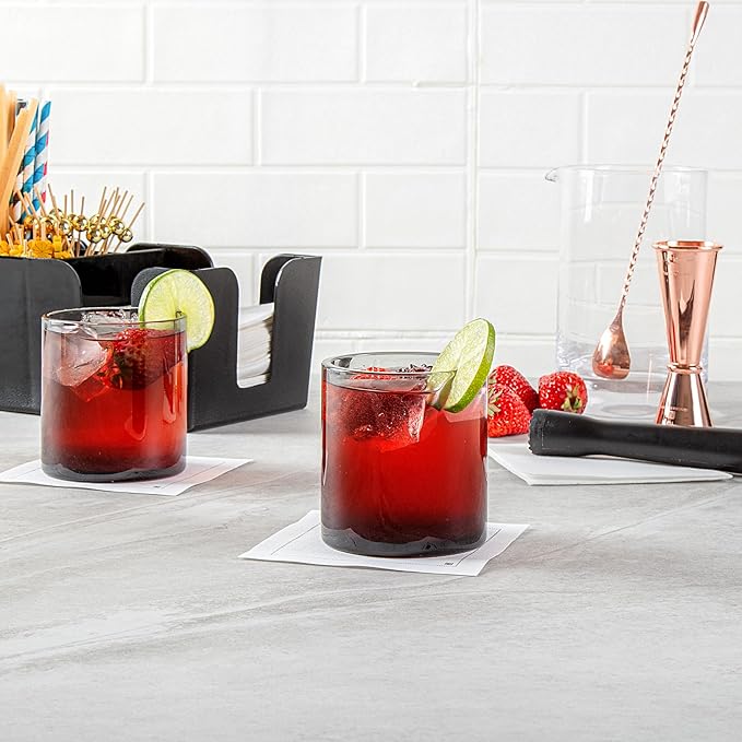 Restaurantware-Vetri 10 Ounce Old Fashioned Glasses, 24 Dishwashable Whiskey Glasses - No-Lead, Durable, Gray Glass Tumblers For Scotch, For Drinking Liquor, Cocktail, Bourbon, Cognac, And More