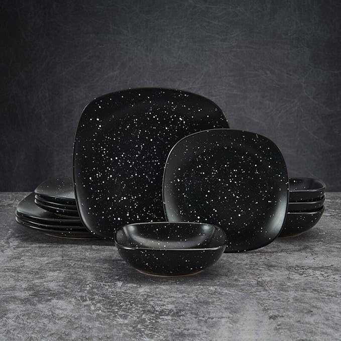 Pfaltzgraff Stella Square 12 Piece Dinnerware Plate and Bowl Set, Service for 4