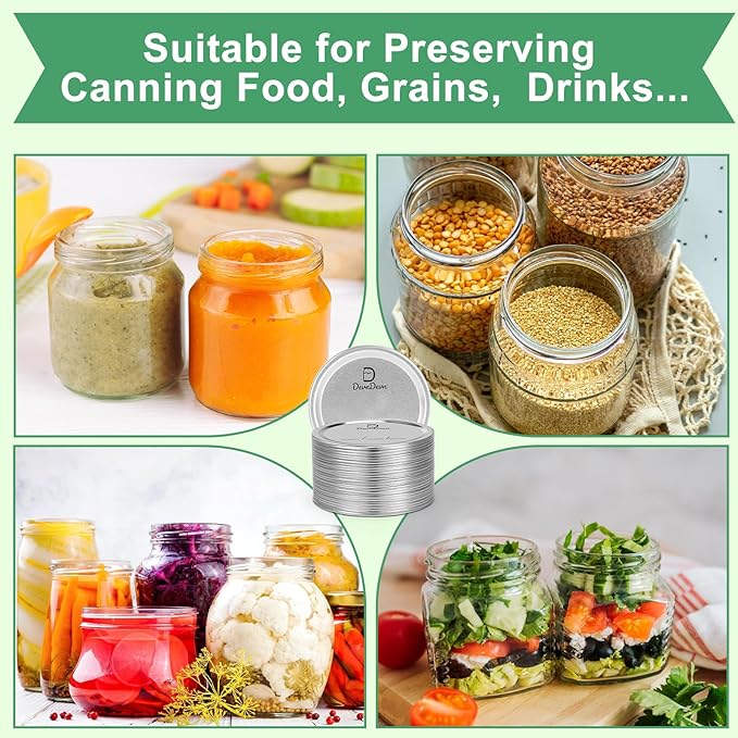 52 pcs Canning Lids, Regular & Wide Mouth Mason Jar Lids Set, Canning Jar Lids for Ball & Kerr, Redefining Leak-Proof with Perfect Airtight Seal, Compatible with Electric Vacuum Sealers