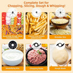 Homtone 16 Cup Food Processor, 6 Preset Modes& Stepless Speed Control for Dough Kneading, Meat Chopping, Slicing, Shredding, French Fries Potato Cuting, Cheese Grating& Whipping Cream, 650W, Red