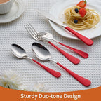 20 Piece Red 18/0 Flatware Utensil Set for 4, Include Dinner Knife,Dinner Forks,Dinner Spoons,Salad Forks,Teaspoons,Silverware Set for 4, Dishwasher Safe