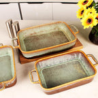 Rectangular 10 x 8 Casserole Dish, 1.9 Qt Ceramic Au gratin Baking Dish with Handles, or for mixing, salad, pasta plate, Best gift for those who love baking, Microwave, Oven safe