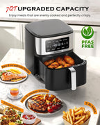 Nuwave Brio Plus 6-in-1 Air Fryer, 7-Qt Large Capacity, 50°F–400°F Precise Temp Control, Non-Toxic PFAS-Free Nonstick, Air Fry, Bake, Roast, Toast, Dehydrate, Reheat, 100 Presets, Dishwasher Safe