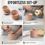 Zulay Kitchen Butter Crock With Lid & Spreader Knife for Countertop - Ceramic French Butter Dish Keeper For Fresh & Spreadable Butter - Peach