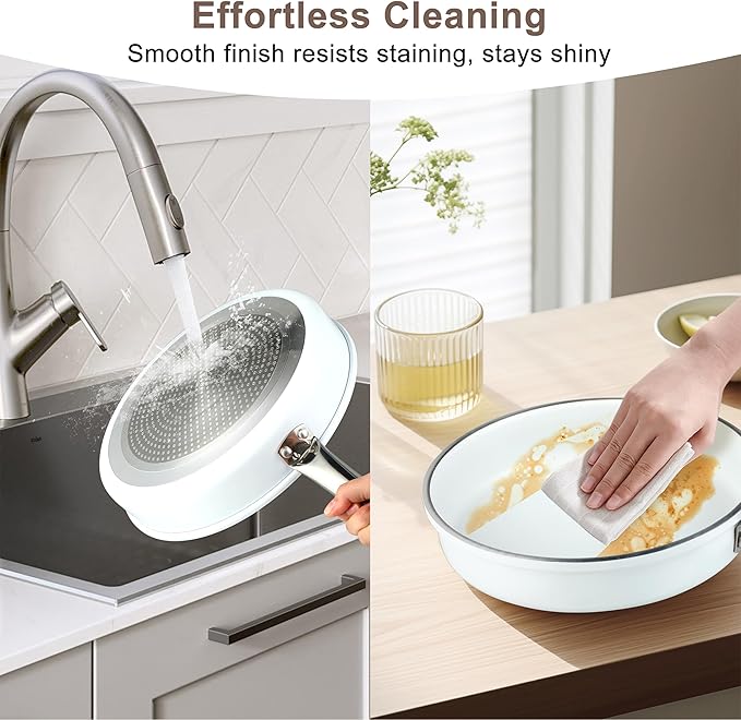 5Pcs Nonstick Cookware Set, Aluminum Nonstick Pots and Pans with Glass Lids, All Stovetops Compatible, Non-toxic Healthy Kitchen Cooking Sets, PFAS and PFOA Free