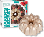 Baker's Secret Nonstick for Fluted Cake Pan, Perfect for Fluted Cakes, Die Cast Aluminum Cake Pans, 2 Layers Non-stick Coating For Easy Release, compatible with Fluted Cake Pans - (Bloom)