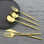 Shiny Gold Silverware Set, JASHII 20-Piece Stainless Steel Satin Finish Flatware Set, Kitchen Utensil Set, Mirror Polished Tableware Cutlery Set for Home and Restaurant, Dishwasher Safe