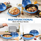 Bread Dutch Oven for Sourdough Baking (5.5 QT), Joyfair Enameled Cast Iron Dutch Oven Pot with Lid, Sourdough Bread Pan with Heavy Duty Dual Handles, Non-Stick & Even Heat, Oven-safe up to 500°F, Blue