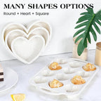 2 Pcs Heart Shaped Muffin Pan with Metal Reinforced Frame 12 Cup Nonstick Silicone Heart Cake Mold for Baking 2.5 Inch Cupcake Tray (Cream)