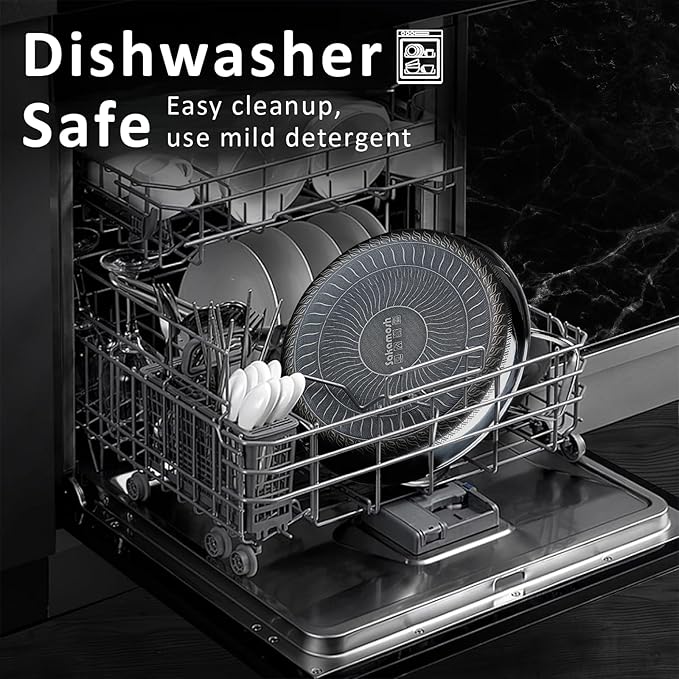 9.5" Non Stick Frying Pans, Hybrid Ceramic Stainless Steel Pan, Skillet with Stay-Cool Handle, Non Toxic, PFAS PFOA PTFE Free, Dishwasher & Oven Safe, Induction, Compatible with All Cooktops