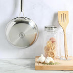 Martha Stewart Badgley Hybrid Nonstick 9.5 Inch TriPly Stainless Steel Fry Pan & Stay Cool Handle - Laser Etched Non-Toxic Nonstick Skillet - Dishwasher and Induction Safe