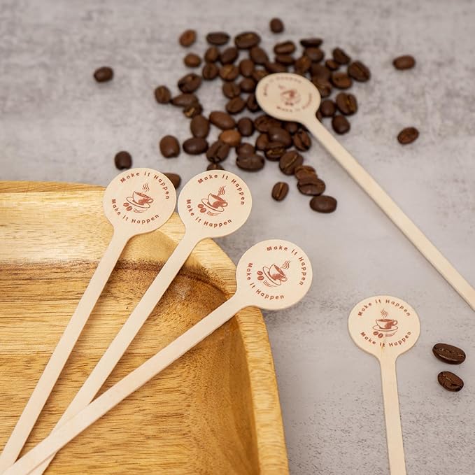 Coffee Stir Sticks 100-Pack (5.9”) – Premium Eco-Friendly, Compostable & Disposable Wooden Stirrers with Round Ends for Hot & Iced Coffee, Tea, Bars, Cafés & Offices