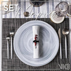 Vikko Charger Plates, Set of 6 White Alabaster Dinner Plates, 13" Plate with Marbelized, Swirl Design, Elegant Glass Charger, Dishwasher Safe