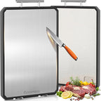 Titanium Cutting Board – Large 16x12” Stainless Steel Chopping Board, Medical-Grade, Dishwasher Safe, for Vegetables & Meat