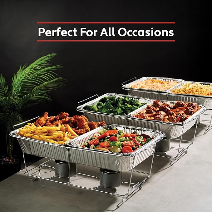 25 Pack Aluminum Pans Disposable 9x13 Baking Pan Chafing Trays with Lids, Half Size Oven Steam Table Tin Foil Pans with Covers, Extra Heavy Duty Foil Pans for Heating, Roasting, Cooking, Storing Food