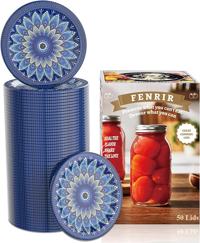 50Pcs Canning Lids Regular Mouth, Superb Canning Lids Not Easy to Rust Excellent Air Tightness, Thick Mason Jar Lids Prevent Warping - Food Grade Material (Peacock-blue)